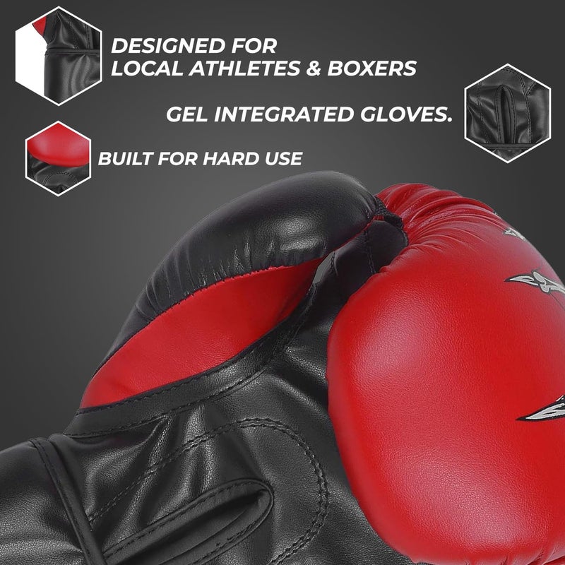 DEFY Challenge Your Fear Defy Sports Boxing Gloves for Men and Women - Premium Quality Faux Leather Kick Boxing Gloves â€“ Gel Infused Kickboxing Gloves with Thumb Support - Versatile Usage â€“ Skull Model Design (Red, 8 oz) - Image 2